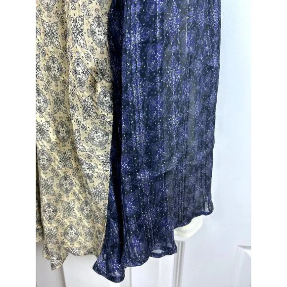 NWT Rag & Bone Delaney Witchy Boho Whimsigoth Metallic Navy Beige Maxi Skirt M - Picture 3 of 12